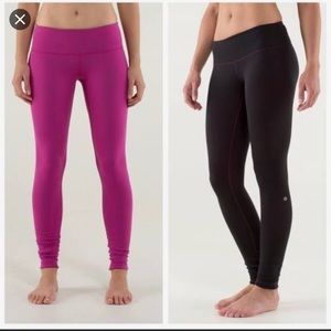 LULULEMON WUNDER UNDER REVERSIBLE LEGGINGS SIZE 8 PINK/BLACK